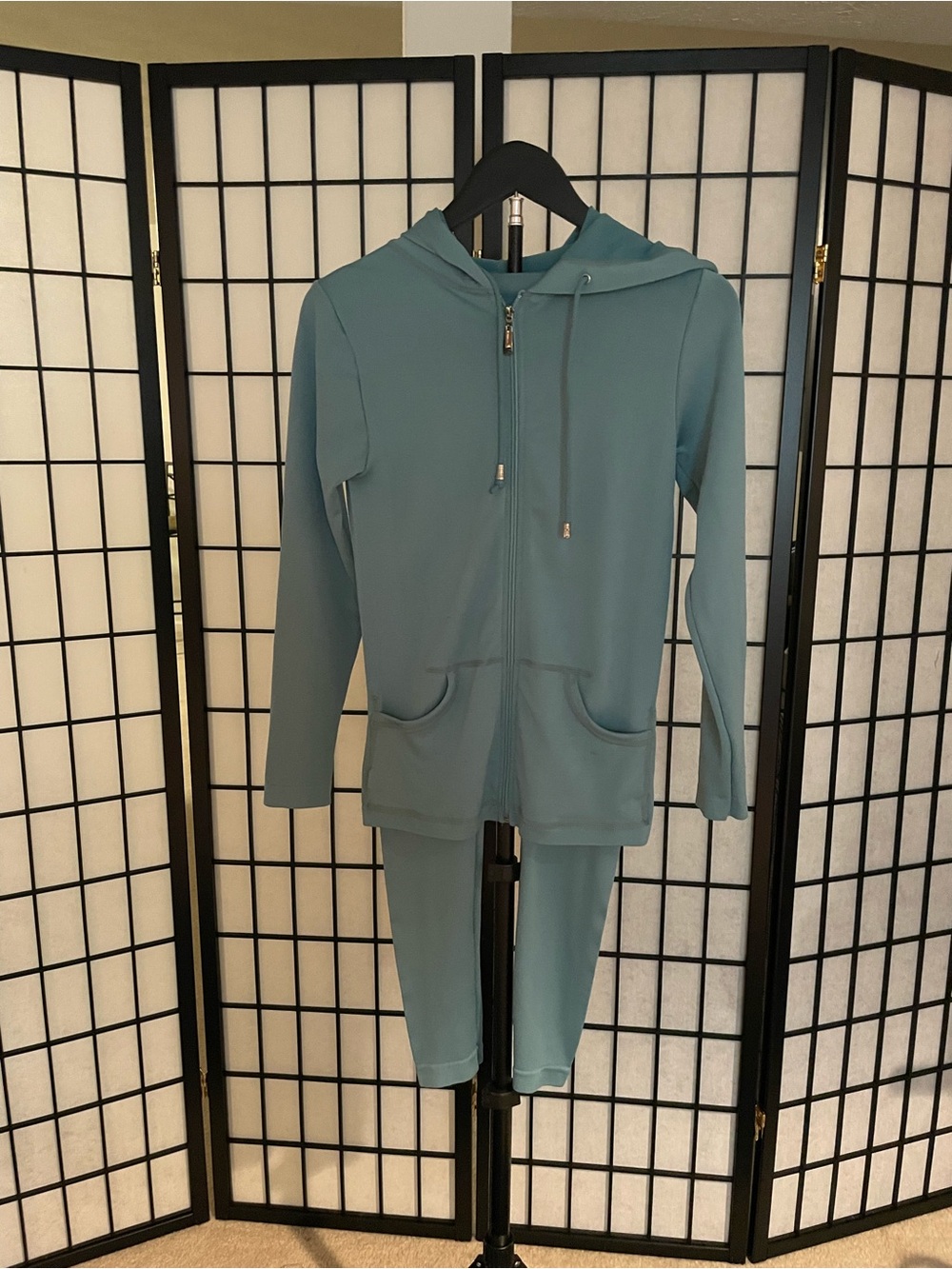 Women's Teal Hooded Zip Jacket & Pants Set